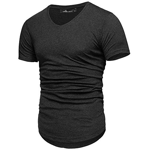 Amaci&Sons Oversize Herren Slim-Fit V-Neck Basic T-Shirt V-Ausschnitt 1-0003 Anthrazit M von Amaci&Sons