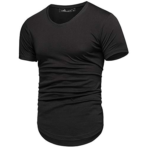 Amaci&Sons Oversize Herren Slim-Fit V-Neck Basic T-Shirt V-Ausschnitt 1-0003 Schwarz M von Amaci&Sons