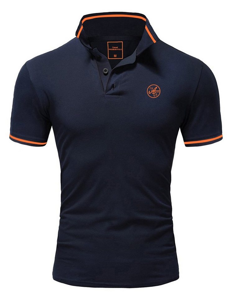 Amaci&Sons Poloshirt MACON Herren Basic Kontrast Stickerei Kurzarm Polohemd T-Shirt von Amaci&Sons