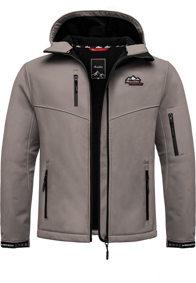 Amaci&Sons Softshelljacke Greeley Softshelljacke Herren Herbst Winter Softshell Funktions Outdoor Regenjacke von Amaci&Sons