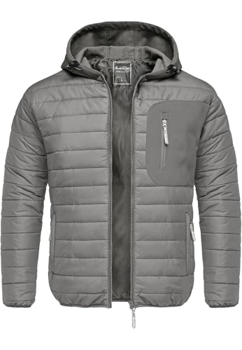 Amaci&Sons Steppjacke Hybrid Softshell Herren Outdoor Kapuzen Jacke 9111 Dunkelgrau XXL von Amaci&Sons