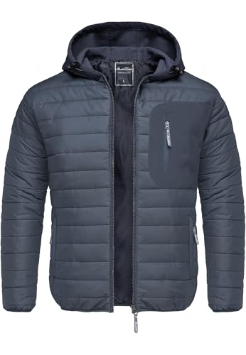 Amaci&Sons Steppjacke Hybrid Softshell Herren Outdoor Kapuzen Jacke 9111 Navyblau XL von Amaci&Sons