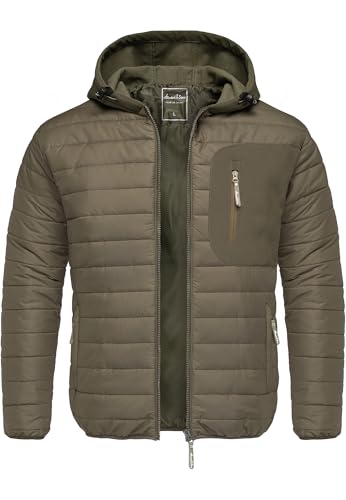 Amaci&Sons Steppjacke Hybrid Softshell Herren Outdoor Kapuzen Jacke 9111 Olive XL von Amaci&Sons