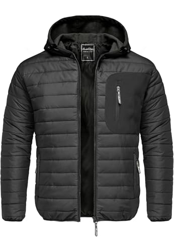 Amaci&Sons Steppjacke Hybrid Softshell Herren Outdoor Kapuzen Jacke 9111 Schwarz M von Amaci&Sons