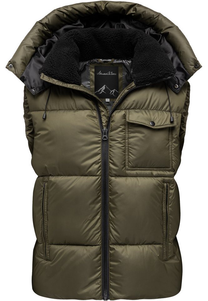 Amaci&Sons Steppweste HOBOKEN Steppweste Dicke Herren Outdoor Winter Weste Jacke mit Kapuze von Amaci&Sons