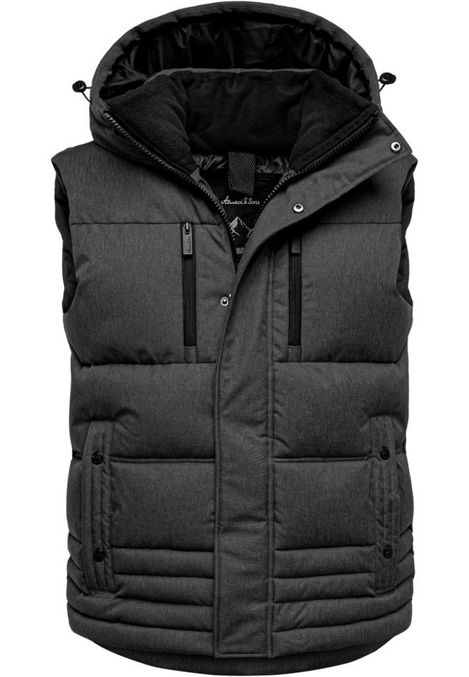 Amaci&Sons Steppweste PACIFICA Steppweste Dicke Herren Outdoor Winter Weste Jacke mit Kapuze von Amaci&Sons