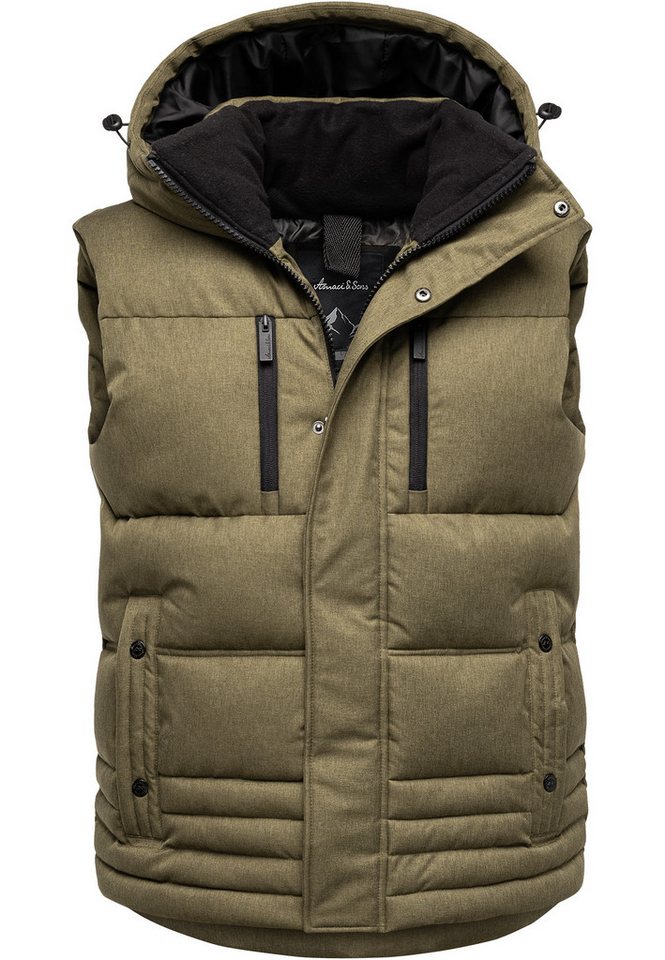 Amaci&Sons Steppweste PACIFICA Steppweste Dicke Herren Outdoor Winter Weste Jacke mit Kapuze von Amaci&Sons
