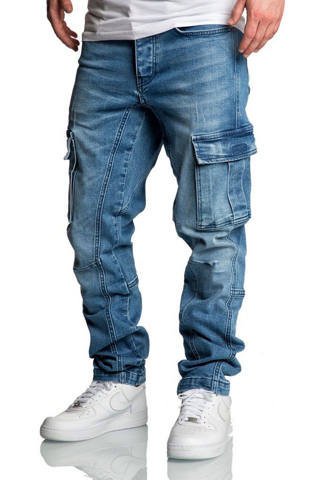 Amaci&Sons Straight-Jeans CARY Jeans Regular Slim Herren Regular Fit Cargo Denim Jeans Hose von Amaci&Sons