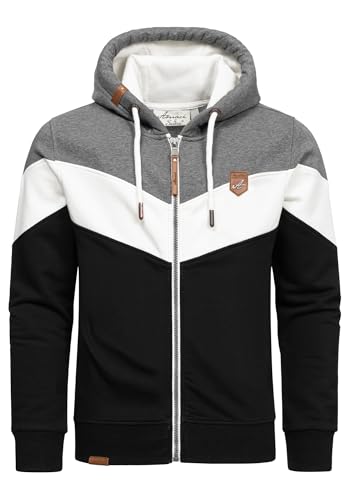 Amaci&Sons Sweatjacke Kapuzenpullover Herren Pullover Hoodie Zipper Jacke 4069 Anthrazit/Weiß/Schwarz L von Amaci&Sons