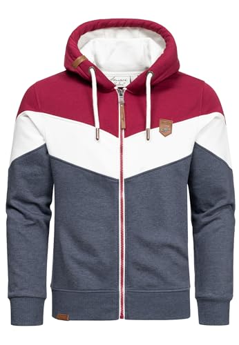 Amaci&Sons Sweatjacke Kapuzenpullover Herren Pullover Hoodie Zipper Jacke 4069 Bordeaux/Weiß/Blau 3XL von Amaci&Sons