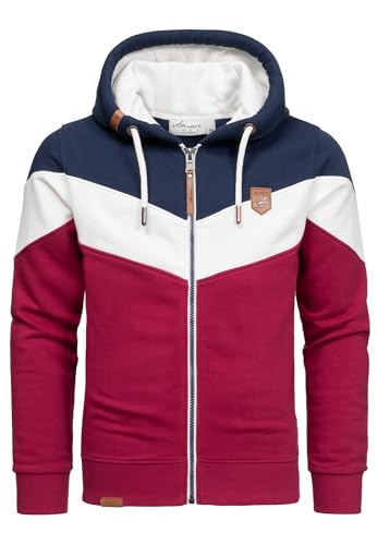 Amaci&Sons Sweatjacke Kapuzenpullover Herren Pullover Hoodie Zipper Jacke 4069 Navyblau/Weiß/Bordeaux M von Amaci&Sons