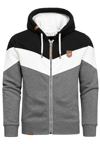 Amaci&Sons Sweatjacke Kapuzenpullover Herren Pullover Hoodie Zipper Jacke 4069 Schwarz/Anthrazit/Weiß L von Amaci&Sons