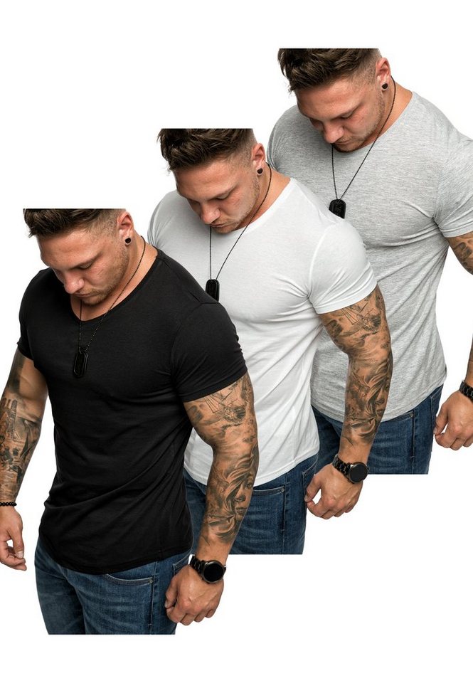 Amaci&Sons T-Shirt 3. BELLEVUE 3er-Pack T-Shirts (3er-Pack) Herren Basic Oversize T-Shirt mit V-Ausschnitt von Amaci&Sons
