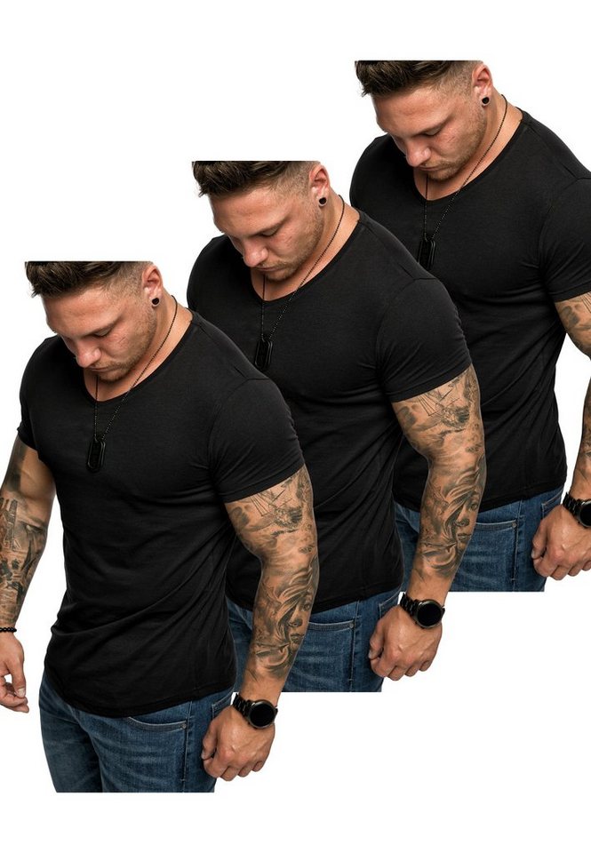 Amaci&Sons T-Shirt 3. BELLEVUE 3er-Pack T-Shirts (3er-Pack) Herren Basic Oversize T-Shirt mit V-Ausschnitt von Amaci&Sons