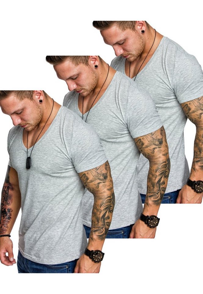 Amaci&Sons T-Shirt 3. EUGENE Herren 3er-Pack T-Shirts (3er-Pack) Herren Basic Oversize T-Shirt mit V-Ausschnitt von Amaci&Sons