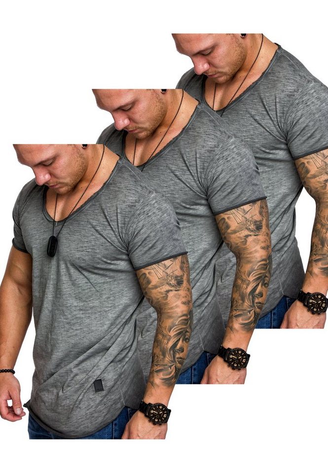Amaci&Sons T-Shirt 3. NYC Herren 3er-Pack T-Shirts (3er-Pack) Herren Basic Oversize T-Shirt mit V-Ausschnitt von Amaci&Sons