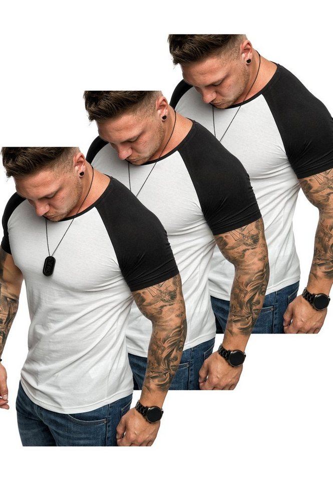 Amaci&Sons T-Shirt 3. OMAHA 3er-Pack T-Shirts (3er-Pack) Herren Basic Oversize Kontrast Raglan T-Shirt von Amaci&Sons