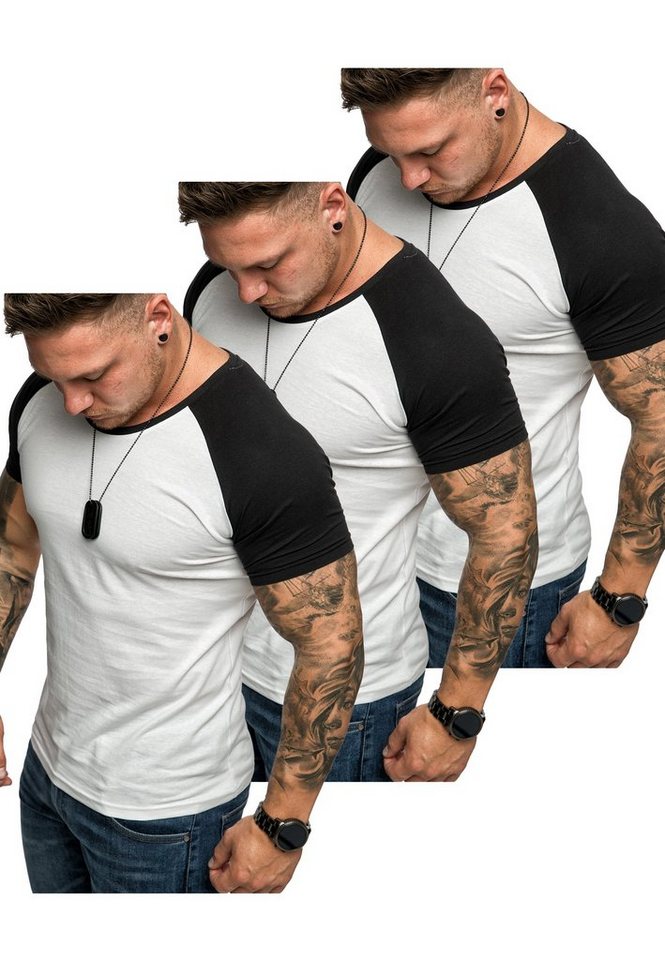 Amaci&Sons T-Shirt 3. SALEM 3er-Pack T-Shirts (3er-Pack) Herren Basic Oversize Kontrast Raglan T-Shirt von Amaci&Sons
