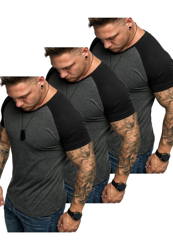 Amaci&Sons T-Shirt 3. SALEM 3er-Pack T-Shirts (3er-Pack) Herren Basic Oversize Kontrast Raglan T-Shirt von Amaci&Sons