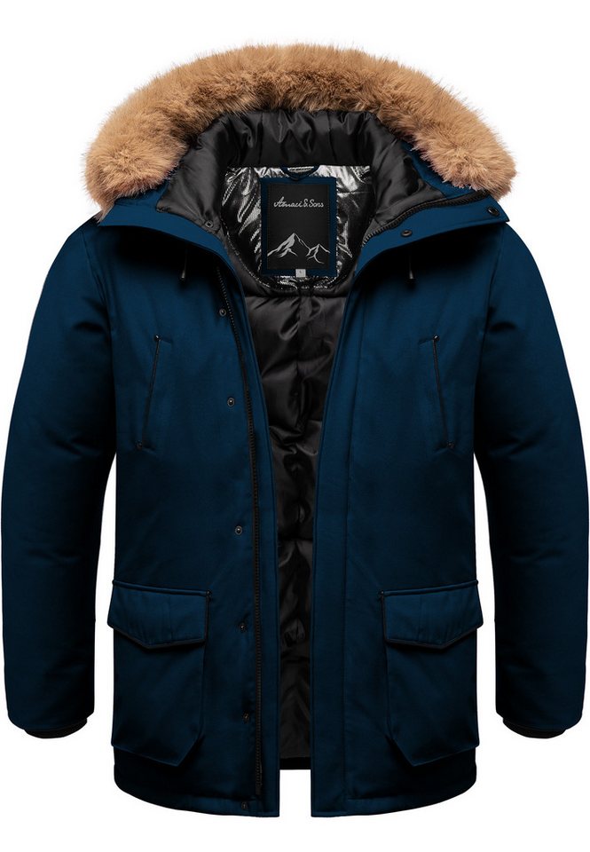 Amaci&Sons Winterjacke NORWALK Winterjacke Herren Gefütterte Dicke Glanz Winter Jacke Mantel Parka mit Kapuze von Amaci&Sons