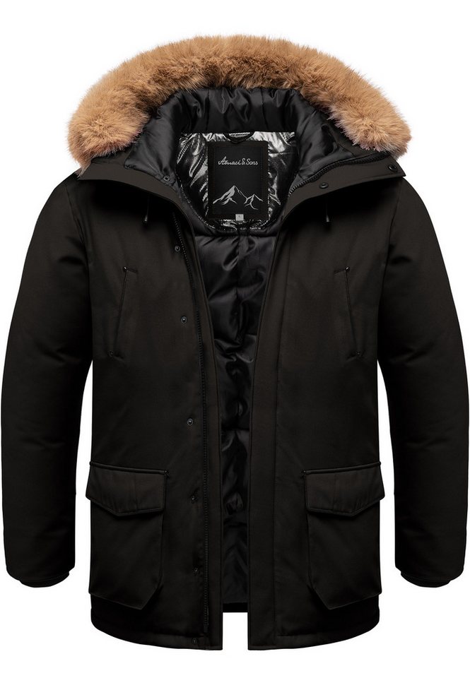 Amaci&Sons Winterjacke NORWALK Winterjacke Herren Gefütterte Dicke Glanz Winter Jacke Mantel Parka mit Kapuze von Amaci&Sons