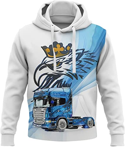 Amacigana 3D Traktor- Jungen Hoodie - Kapuze, Kängurutasche, Herren Hoodie Sweat-Jacke Mit Kapuze Langarm, Print-Pulli (Traktor 3#,120) von Amacigana