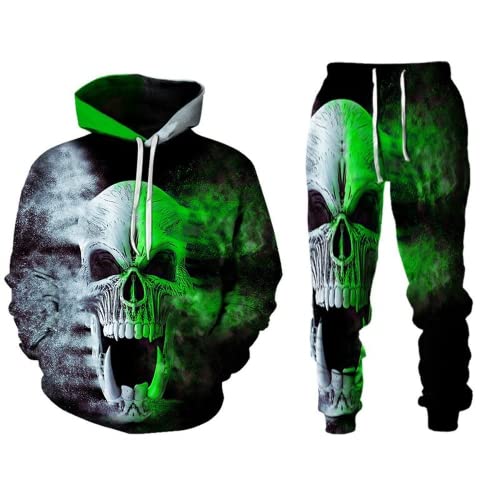 Amacigana Herren jogginganzug totenkopf Hoodie und Hose Herren Trainingsanzug Jogginganzug Sportanzug (Totenkopf2,L) von Amacigana