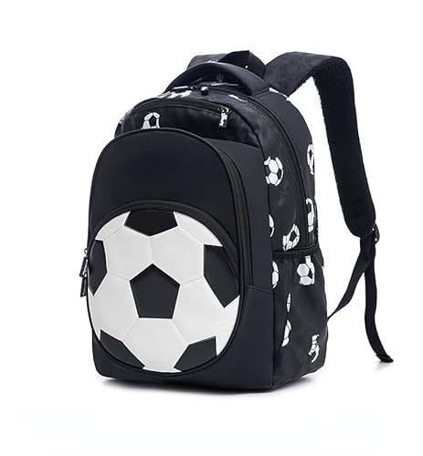 Schulrucksack Mädchen Teenager Grundschüler 1-3 Klasse Fußball Rucksäcke,schulrucksack teenager Große Kapazität Schulranzen, Wasserdichter Leichter Rucksack Für Jungen (White,40*19*29cm) von Amacigana