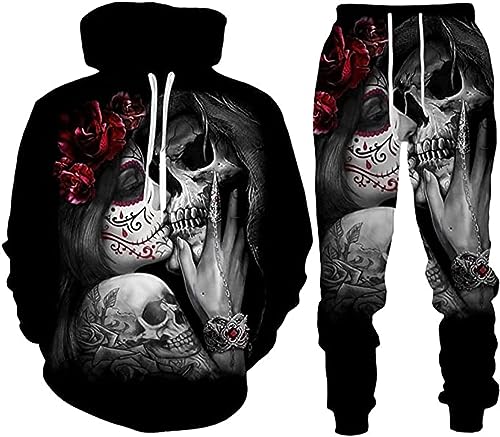 Amacigana Trainingsanzug für Herren Jogginganzug-3D, Löwe Gym Hoodie Herren und Kordelzug, Fitness Sportanzug, Kapuzen-Sweatshirt (A4,S) von Amacigana