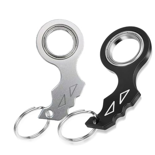 Amacoam Schlüsselanhänger Spinner 2 Stück Keyring Tragbar Finger Spinner Schlüsselanhänger Ring Fidget Spinner für Fingertraining, Kinder und Erwachsene Angstlinderung Schlüssel Spinner von Amacoam