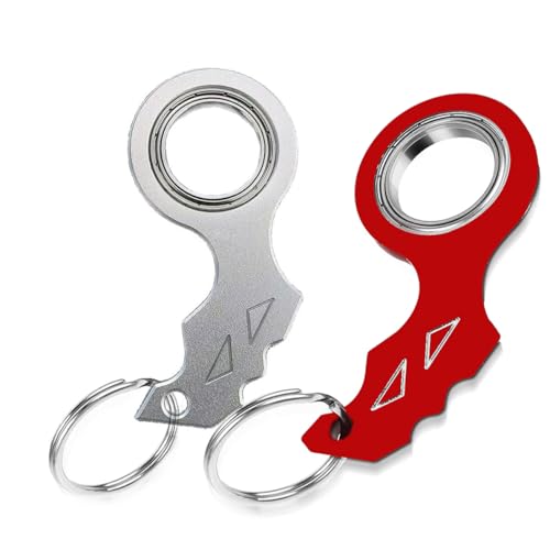 Schlüsselanhänger Spinner 2 Stück Fidget Spinner Metall Keyring Tragbar Finger Spinner Schlüsselanhänger Ring Fidget Spinner für Fingertraining, Kinder und Erwachsene Angstlinderung Schlüssel Spinner von Amacoam