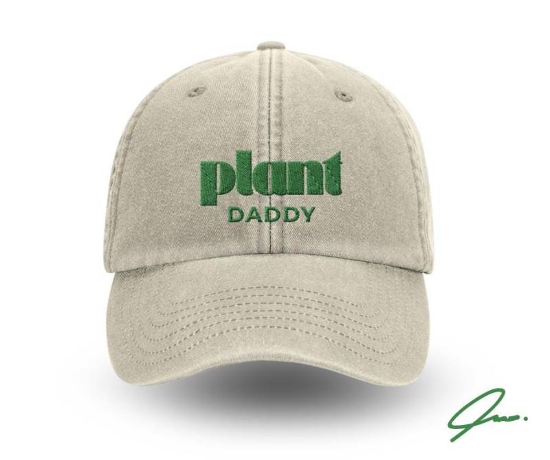 Plant Daddy Baseball Cap Vintage Washed Cotton Unisex Dad Hat Adjustable Funny Gardening Botanical Lover Gift Eco Parent Embroidered von AmaddyaDesignStudio