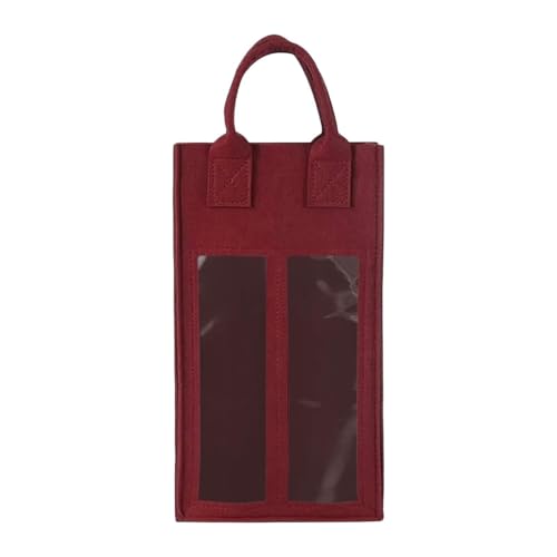 Amagogo 2 Flaschen Weingeschenkbeutel für 2 Flaschen Wasser Filz Wine für Campingfeiern Reise Valentinstag Tag, Weinrot von Amagogo