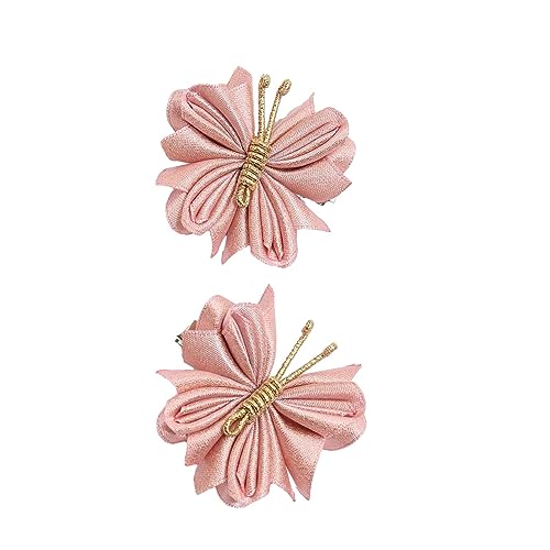 Amagogo 2 Stück Schmetterlings-Haarspangen, Schmetterlings-Haarklammern für Damen und Mädchen, Haarschmuck, Haarnadeln für Party, Geburtstag, Geschenke, Goldfaden Rosa von Amagogo