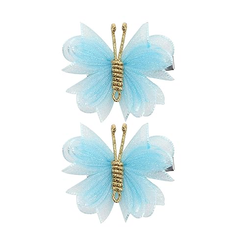 Amagogo 2 Stück Schmetterlings-Haarspangen, Schmetterlings-Haarklammern für Damen und Mädchen, Haarschmuck, Haarnadeln für Party, Geburtstag, Geschenke, Mesh-Blau von Amagogo