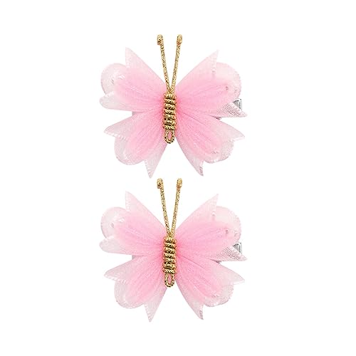 Amagogo 2 Stück Schmetterlings-Haarspangen, Schmetterlings-Haarklammern für Damen und Mädchen, Haarschmuck, Haarnadeln für Party, Geburtstag, Geschenke, Mesh-Rosa von Amagogo