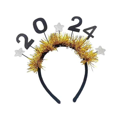 Amagogo 2024 Neujahrs-Stirnband, Kopfschmuck, Geschenk, Stern-Stirnband, Kopfbedeckung, Haarreifen für Bühnenaufführung, Halloween, Abschlussball, Party, Gold von Amagogo