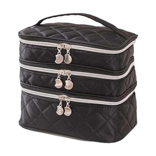 Amagogo 3 Schichten Reisen Kosmetische Aufbewahrungstasche Make -up -Aufbewahrungsbeutel Damen Toildern für Flaschenzubehör in voller Größe, Silber Reißverschluss von Amagogo