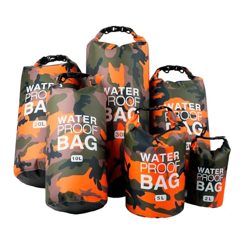 Amagogo 6-teilige wasserdichte Trockentasche, hält die Ausrüstung trocken, Rucksack, trockene Aufbewahrungstasche für Damen und Herren, zum Schwimmen, Orange von Amagogo