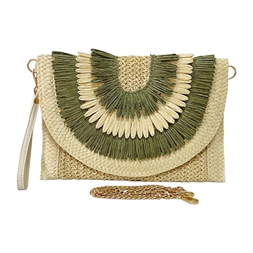 Amagogo Bohemian Handmade Woven Envelope Bag 29x20cm Clutch Geldbörse für tägliche Ausflüge, Beige von Amagogo