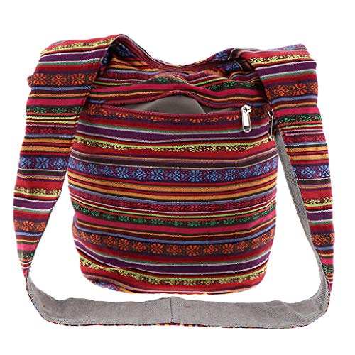 Amagogo Boho Material, Gewebe Tasche Tasche Shopper Pouch Tasche Handtasche Umhängetasche, Rot von Amagogo