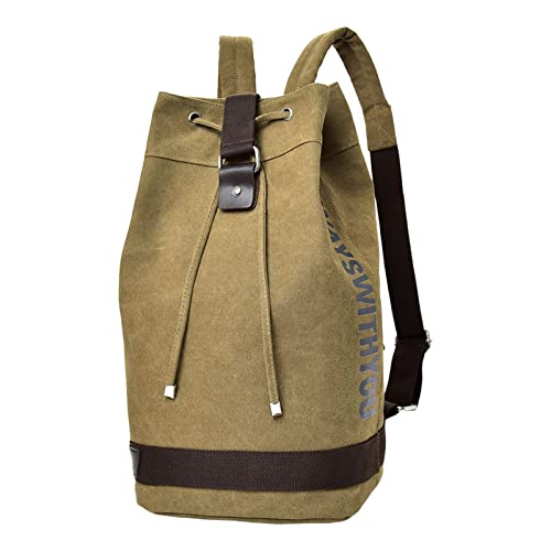 Amagogo Canvas Rucksack Große Kapazität Rucksack Schultertasche Duffel Handgepäck Rucksack Mode für Gym Outdoor Weekender Sport Wandern, khaki l von Amagogo