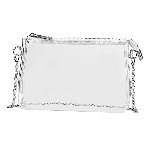 Amagogo Klare Tasche, Stadion-zugelassene transparente Geldbörse, Handtasche, PVC, transparente Geldbörse, Damen und Mädchen, transparente Umhängetasche, Silber von Amagogo