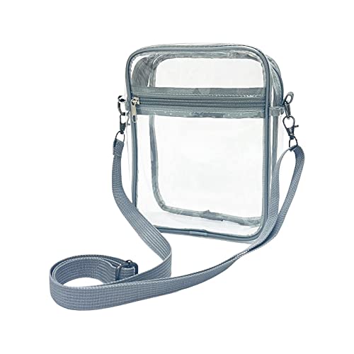 Amagogo Clear Crossbody Bag Handtasche Verstellbarer Schultergurt Frauen Transparente Umhängetasche PVC Clear Geldbörse für Outdoor Konzerte Sport Events, Grau Small von Amagogo