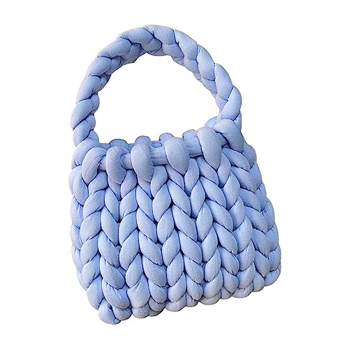 Amagogo Damen-Häkeltasche, Umhängetasche, Handtasche, Damen-Casual-Clutch-Geldbörse, handgefertigte Unterarmtasche, Strick-Geldbörse für Frühling, Sommer, Blau von Amagogo