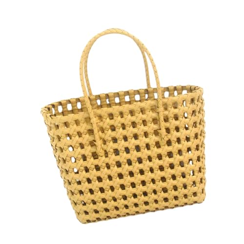 Amagogo Damen Strandtasche Elegante Satchel Gewebte Handtasche für Dating Shopping Pendeln, Gelb von Amagogo