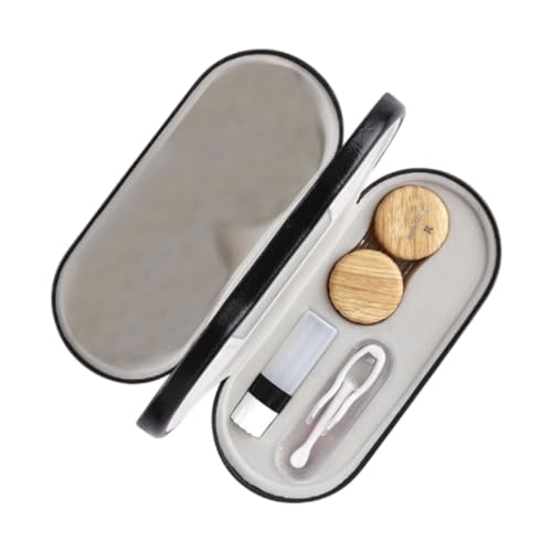 Amagogo Doppeltes Brillenetui, Brillenbox, platzsparendes Mehrzwecketui, Brillen-Aufbewahrungsbox, für Reisen, Holzfarbe von Amagogo