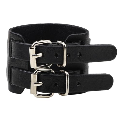 Amagogo Double Tour Armband Armreif, trendiges Manschettenarmband für Männer und Frauen, PU-, Gothic-Armband für Jubiläumsgeschäft, Schwarz von Amagogo