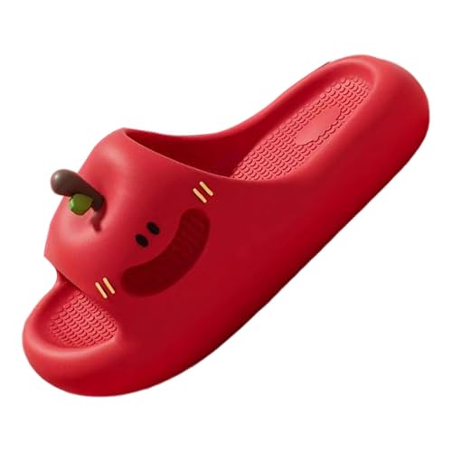 Amagogo EVA-Hausschuhe, Hausrutschen, Sommer, atmungsaktiv, Cartoon-Design, rutschfest, apfelförmig, für Urlaubsgeschenke, Indoor- und Outdoor-Spa-Bad, Rot für 37 bis 38 von Amagogo