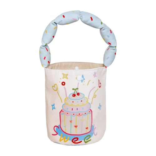 Amagogo Eimertasche, leichte Canvas-Tasche für Geschenk, Pendeln, Geburtstag, Festival, Outdoor, Kuchenmuster von Amagogo